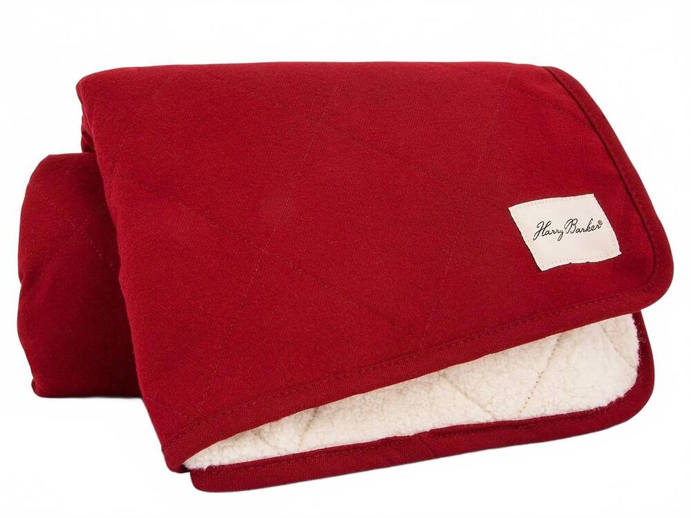 NEW HARRY BARKER quilted sherpa fleece dog blanket in red